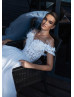Beaded Ivory Lace Tulle Feather Wedding Dress